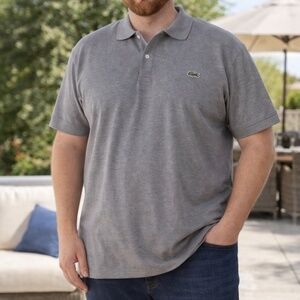 Lacoste Grey Polo Shirt Size 9 (3XL–4XL) – Classic 100% Cotton Big & Tall Fit
